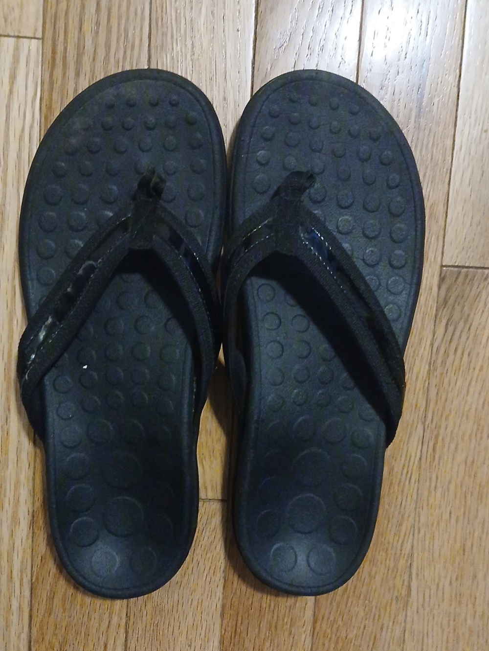 Womens Orthoheel Black Slip-On Flip Flop Sandals